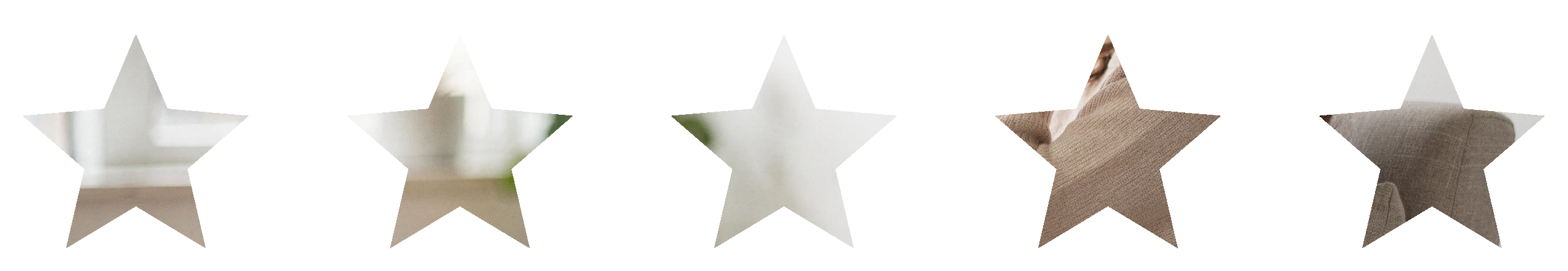 Five-star rating display with three white stars and two brown stars